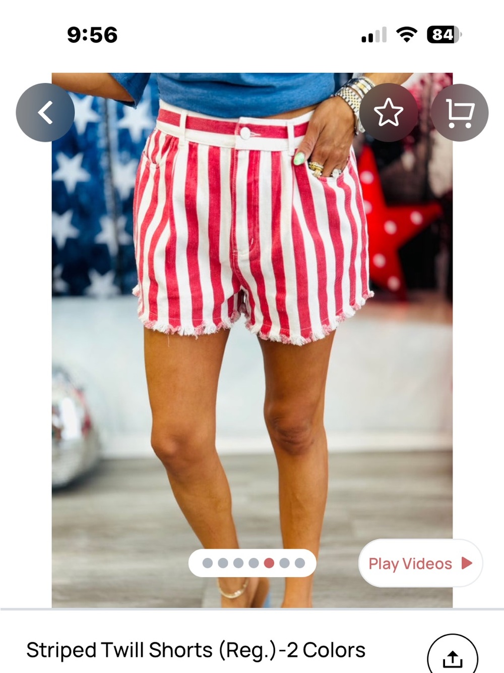 Americana -NEW Gilli Red and White Striped High-Rise Jean Shorts